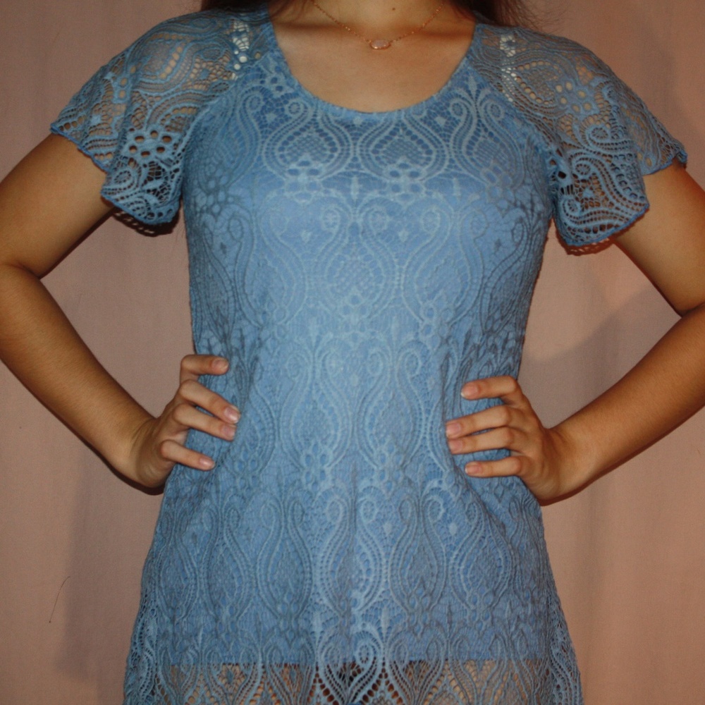 Brittany Black - Blue Lace Top (Size S)